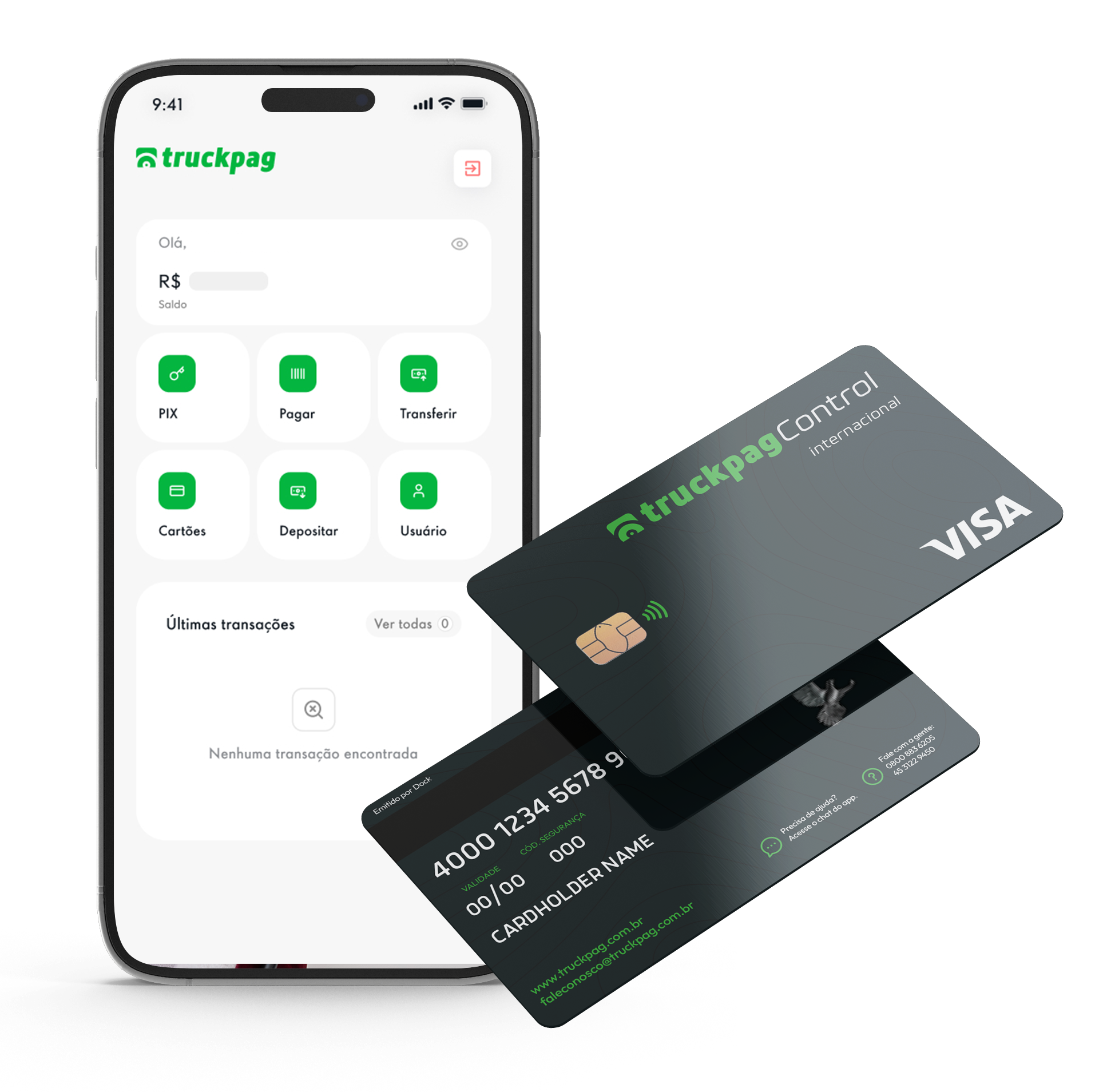 Mockup do app TruckPag Control